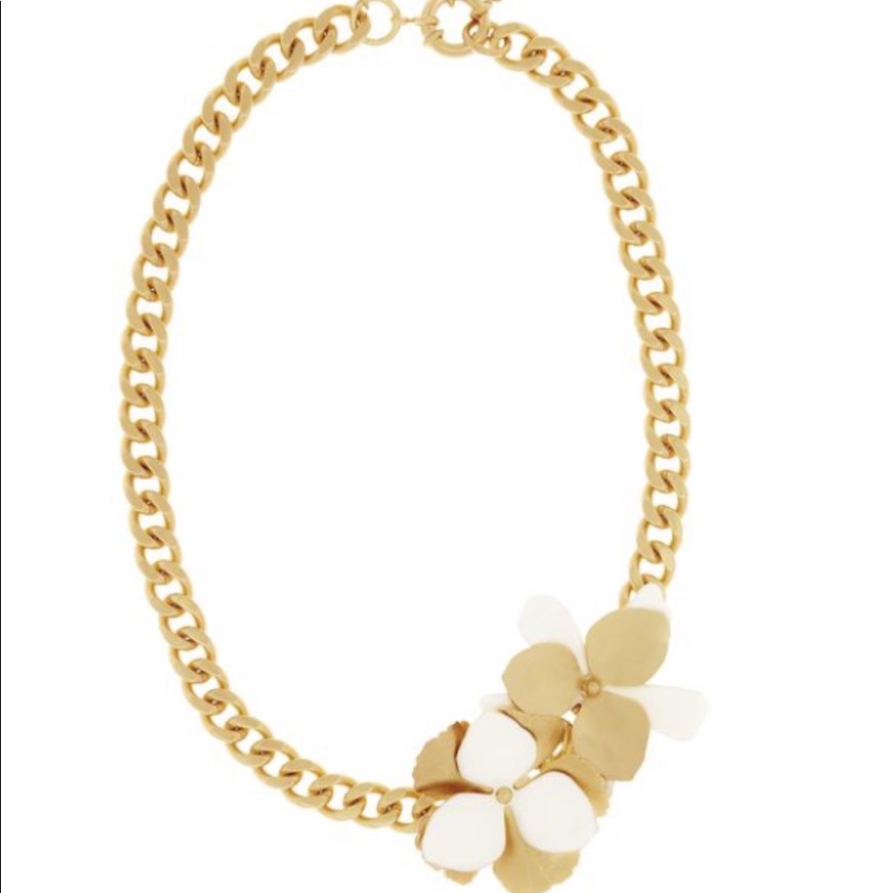 Reiss Gold and White Floral Necklace